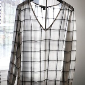 Banana Republic Factory Black and White Check Blouse